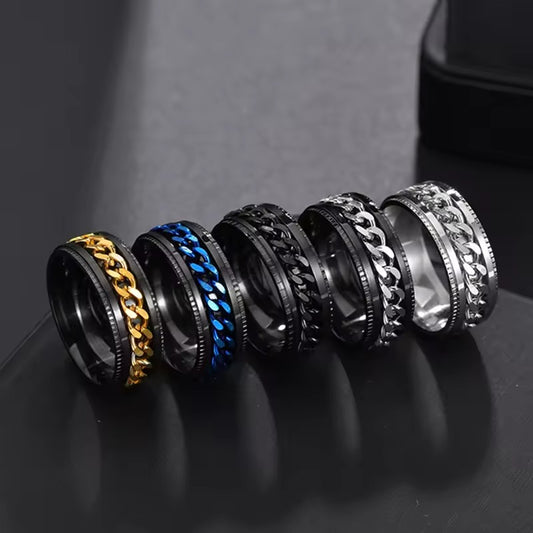 Stainless Steel Rotatable Men Ring High Quality Spinner Chain